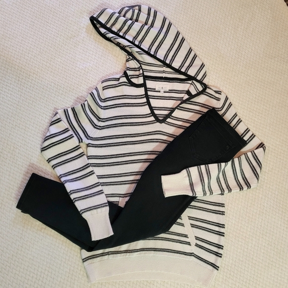 Lou & Grey Knit Cashmere Striped Hooded sweater Small - Picture 14 of 14